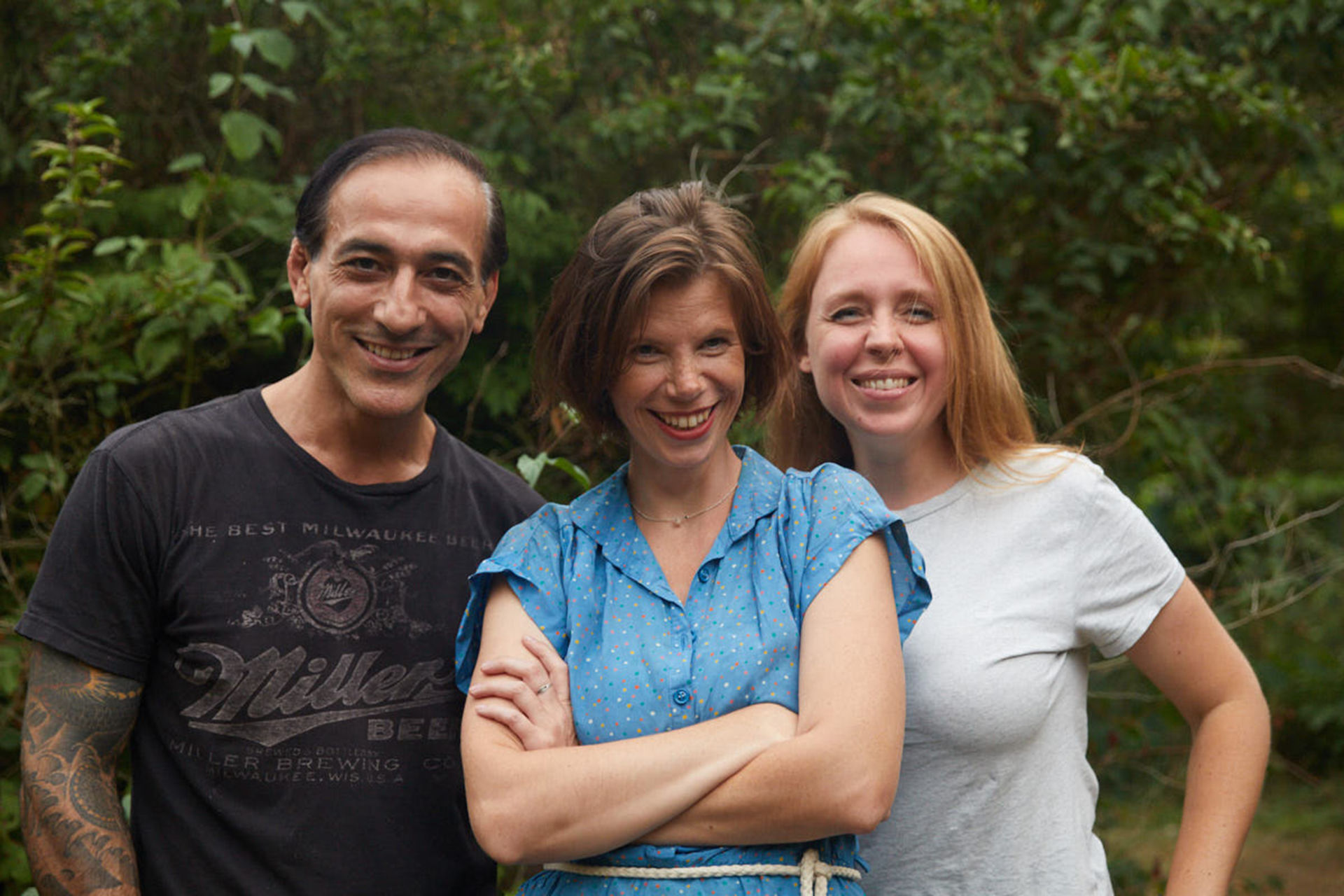 Portrait Gründer_innen Omar Rock, Sabrina Kratz und Lotte Schöpf