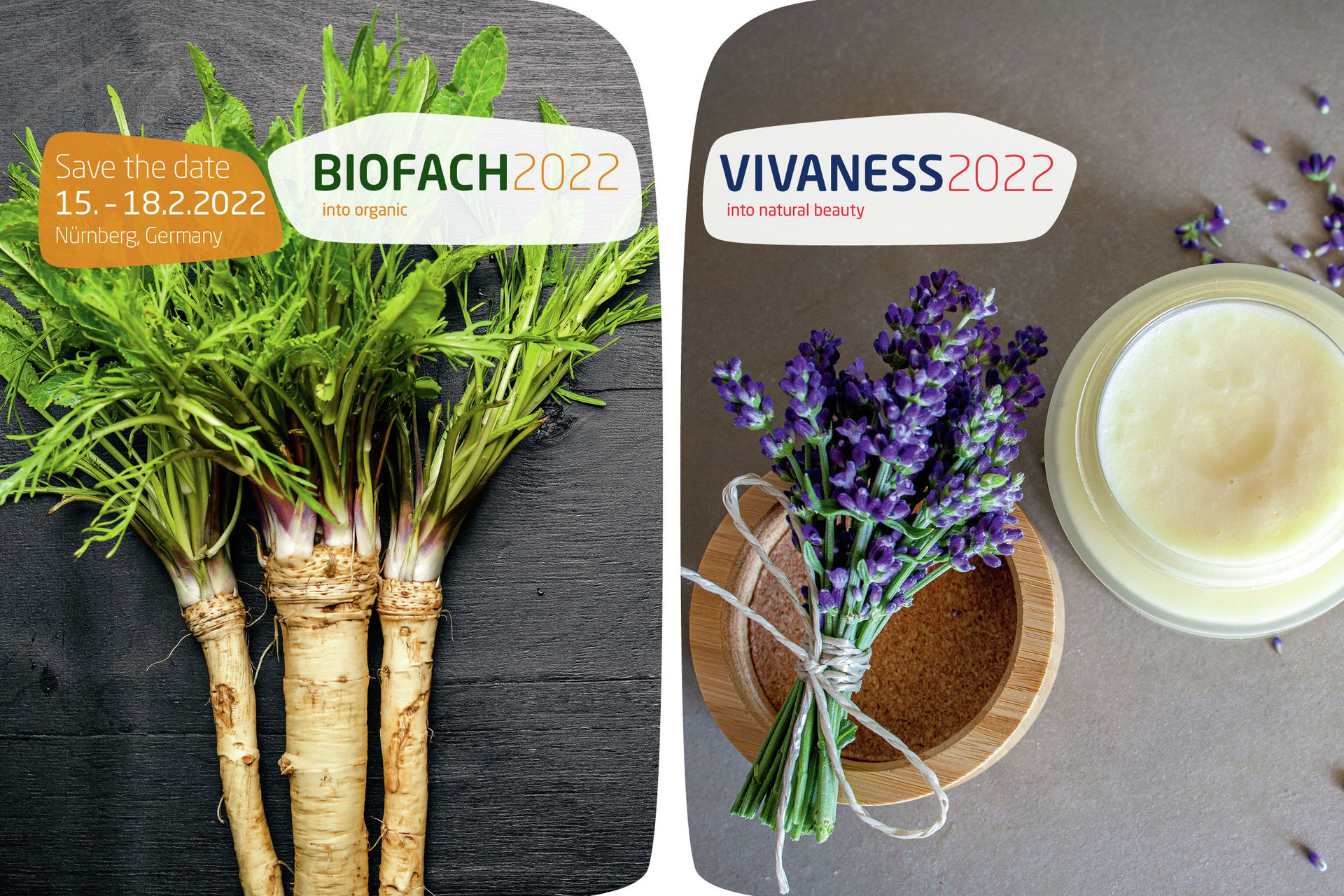 BIOFACH und VIVANESS Online-Banner mit Datum der Veranstaltung 2022