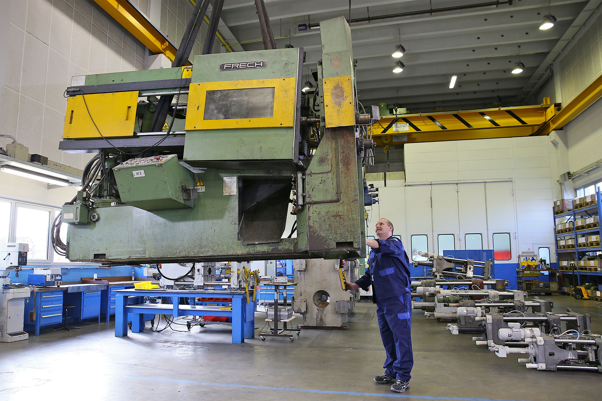 A die casting machine manufactured by Oskar Frech prior to a general overhaul.