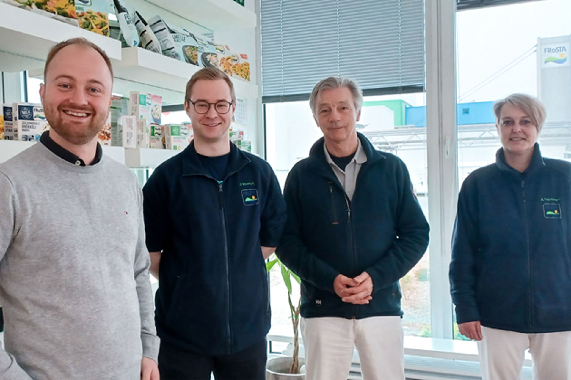 Alexander Klein (pictured left), Head of Packaging and Process Development at FRoSTA, with his team.