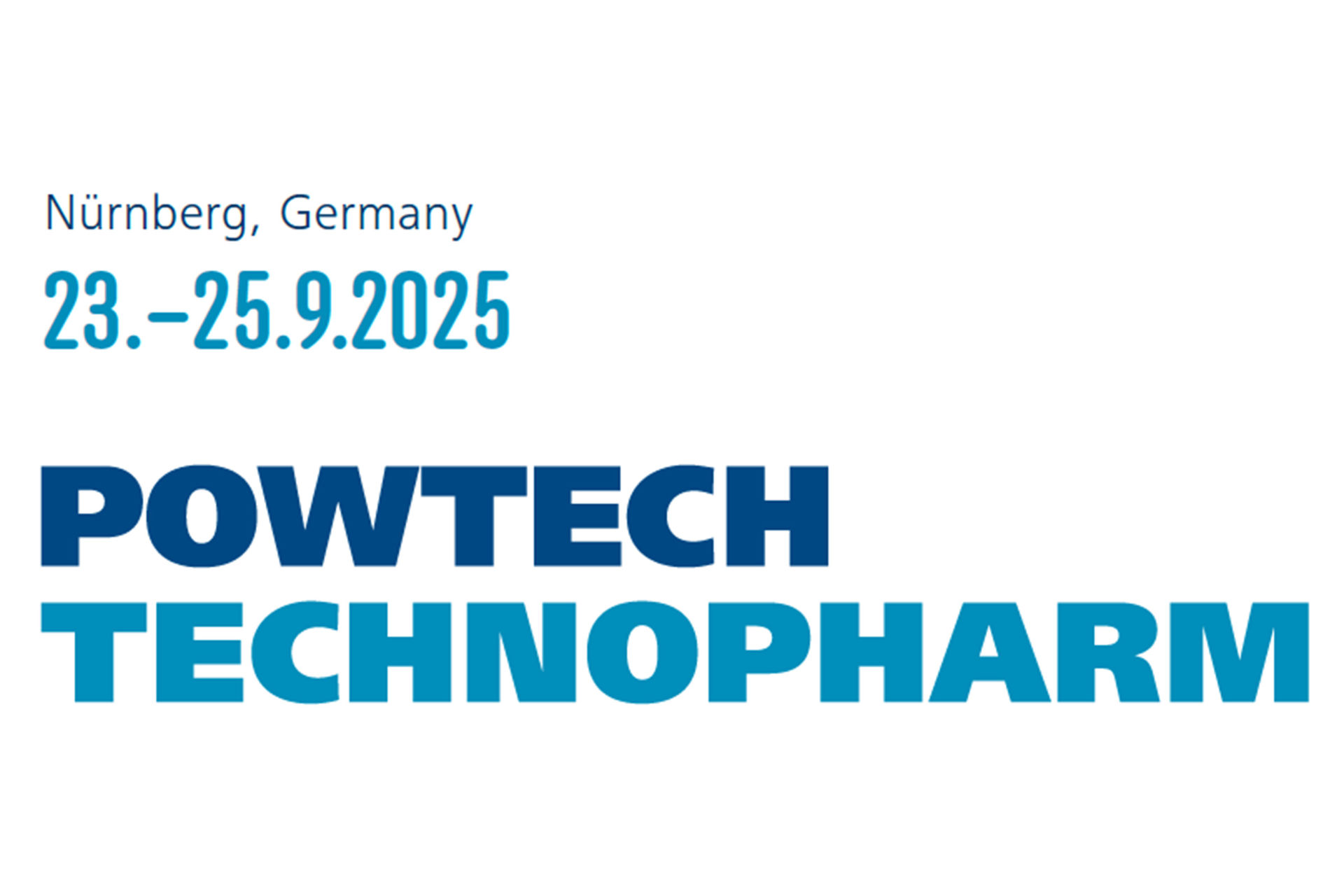 Neuer Schriftzug POWTECH TECHNOPHARM mit aktuellem Datum: 23. - 25. September 2025