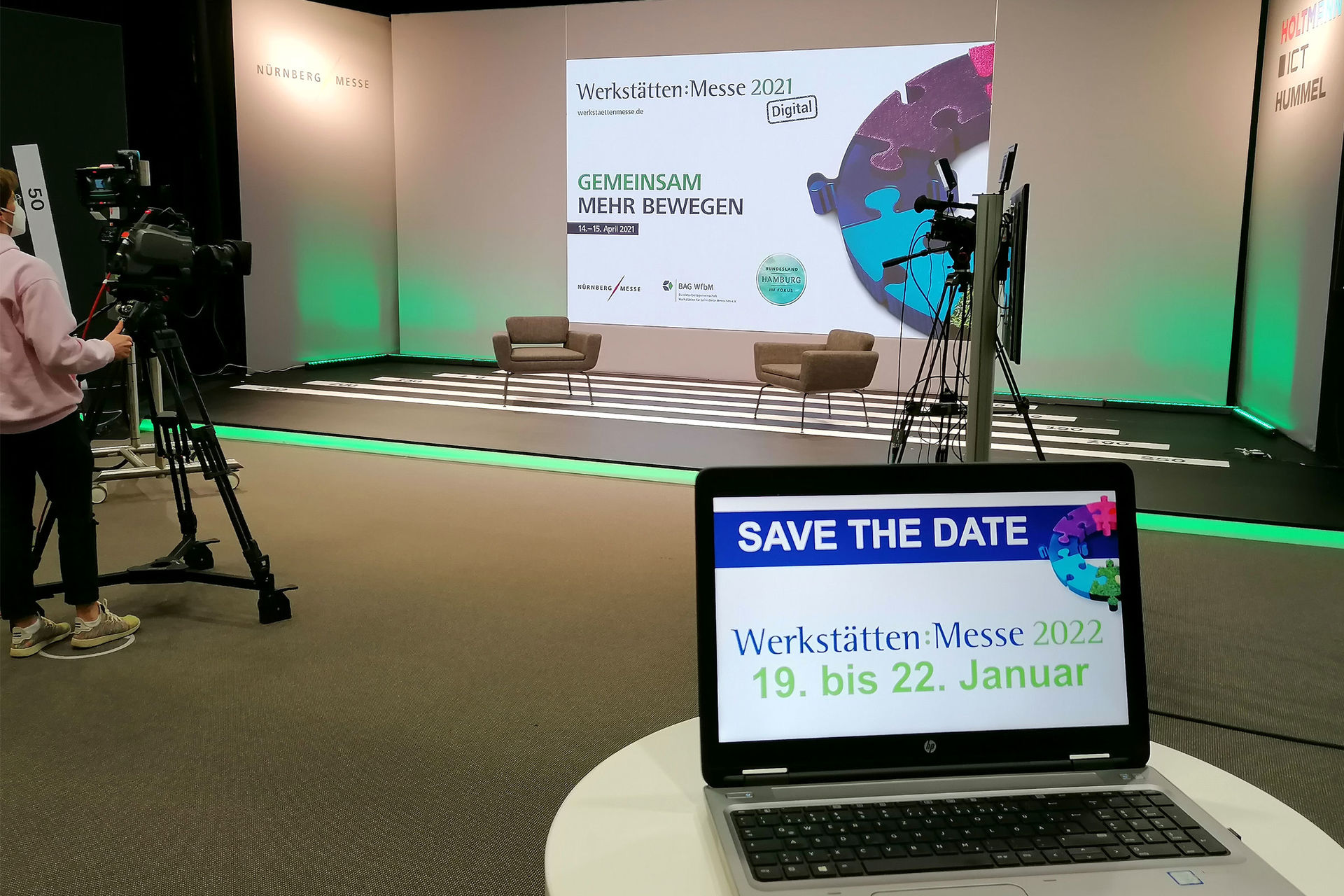 Studioaufnahme der Werkstätten:Messe 2021 Digital