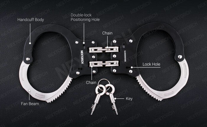 LOGO_NEXTORCH Metal Handcuffs with Double Chain