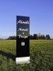 LOGO_Akzentglas mit individueller Beschriftung - Farbiges Glaselement zur Gartengestaltung