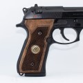 LOGO_eretta 92fs grips, 3D Laser Engraved Walnut Wood Gungrip Bronze Logo T180