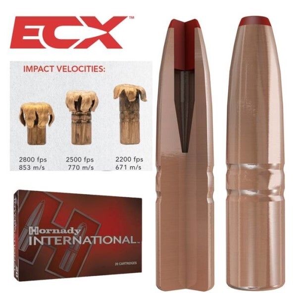 LOGO_The new Hornady ECX™ (Extreme Copper alloy eXpanding) bullet represents the pinnacle of monolithic bullet performance for our international customers.