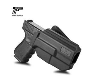 LOGO_Gun&Flower Polymer OWB Thumb Release Holster Fits Glock 19 Right Hand compatible with red dot