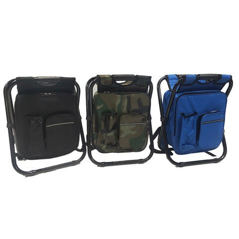 LOGO_Backpack Stool Compact fishing Camping chair Folding Portable chair with Cooler Bag