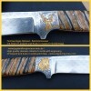 LOGO_Hochwertiges Damast - Sammlermesser mit Gravur Leopard und Kudu in massiver Goldeinlage.