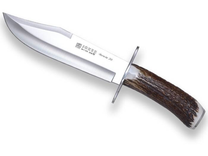 LOGO_1 2 STAG HORN JOKER BOWIE HUNTING KNIFE 20 CM STAINLESS STEEL BLADE LENGTH.