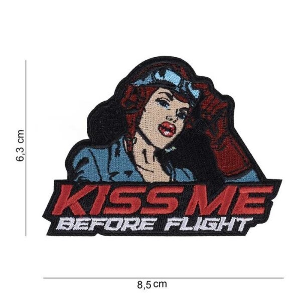 LOGO_Emblem Stoff Kiss me before flight mit Klettband