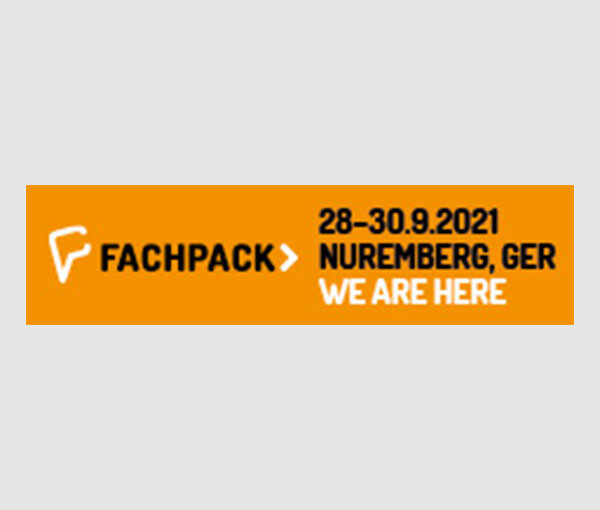 Banner "We are here" FACHPACK 2021 (orange)