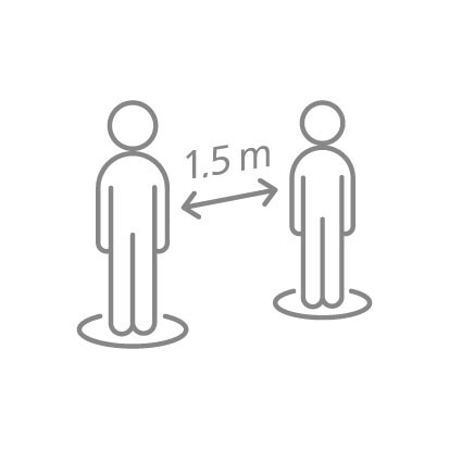 Icon Abstand halten Icon Bitte halten Sie den MIndestabstand von 1,5m ein