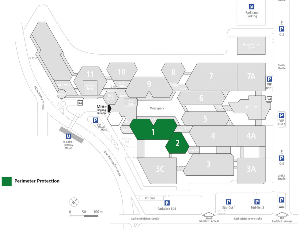 Overview of all exhibitors at Perimeter Protection Perimeter Protection - Floor plan with all exhibitors regarding the topic building security