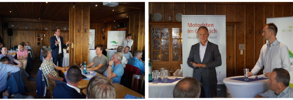 GaLaBau - Abendveranstaltung Motoristen im Gespräch Veranstaltung in urigem Restaurant, sitzende und stehende Menschen